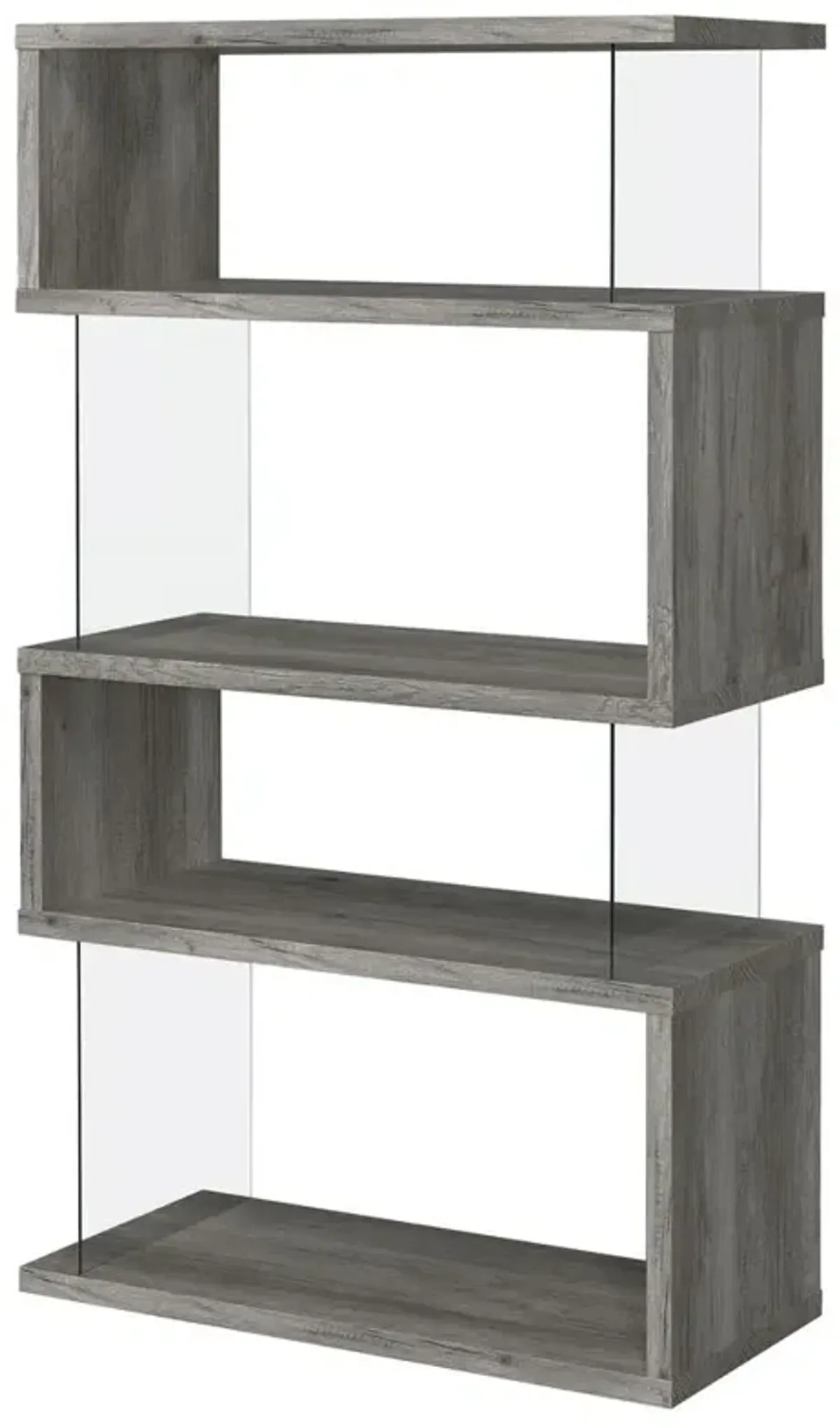 Emelle 4-shelf Bookcase with Glass Panels