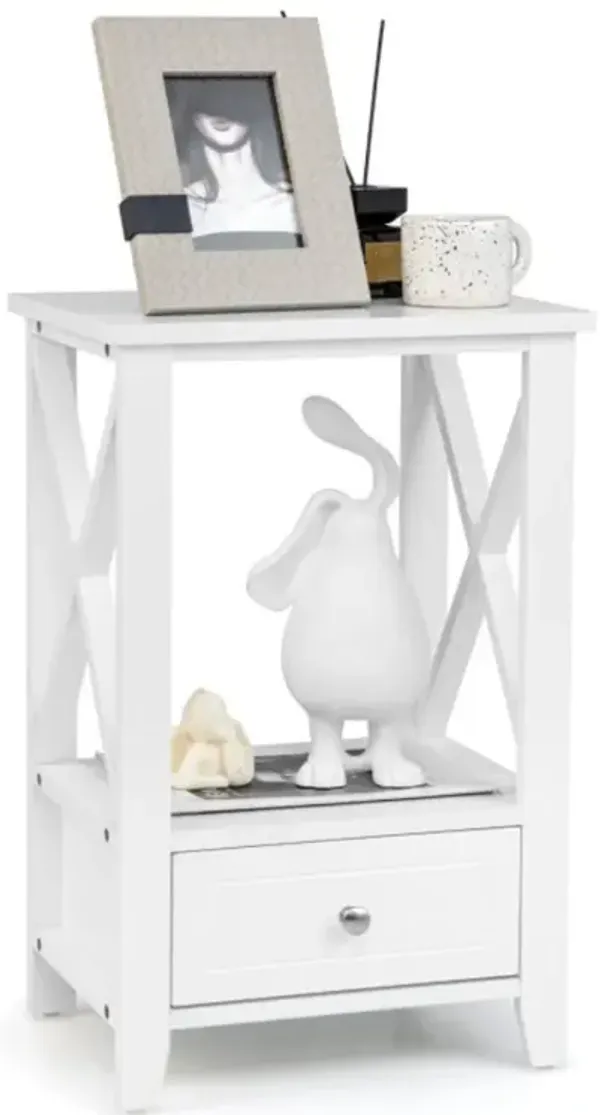 Hivvago 2-Tier Multifunctional Nightstand with Storage Drawer