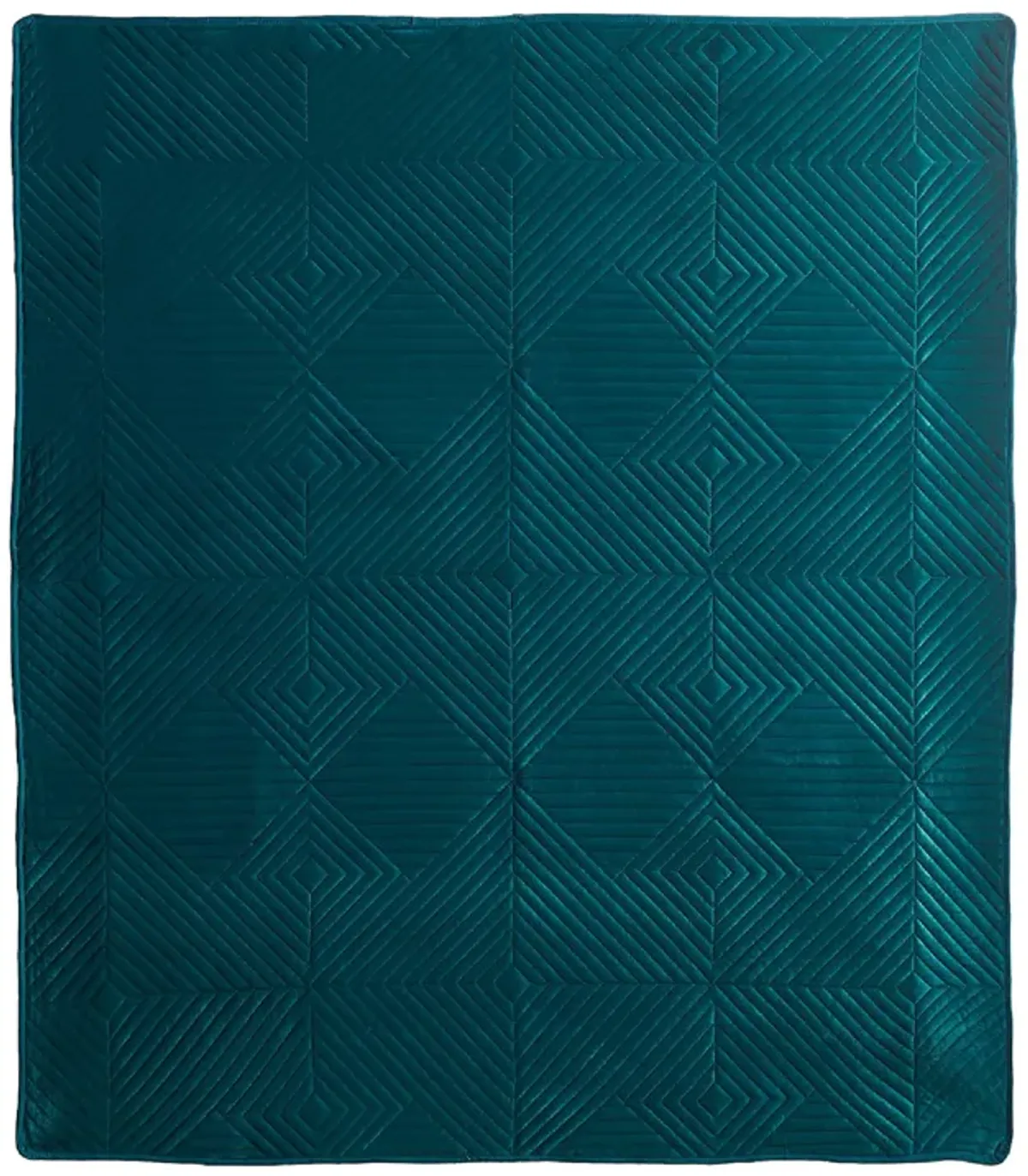 Ahab 60 x 50 Quilted Throw Blanket, Polyester Filling, Teal Dutch Velvet-Benzara