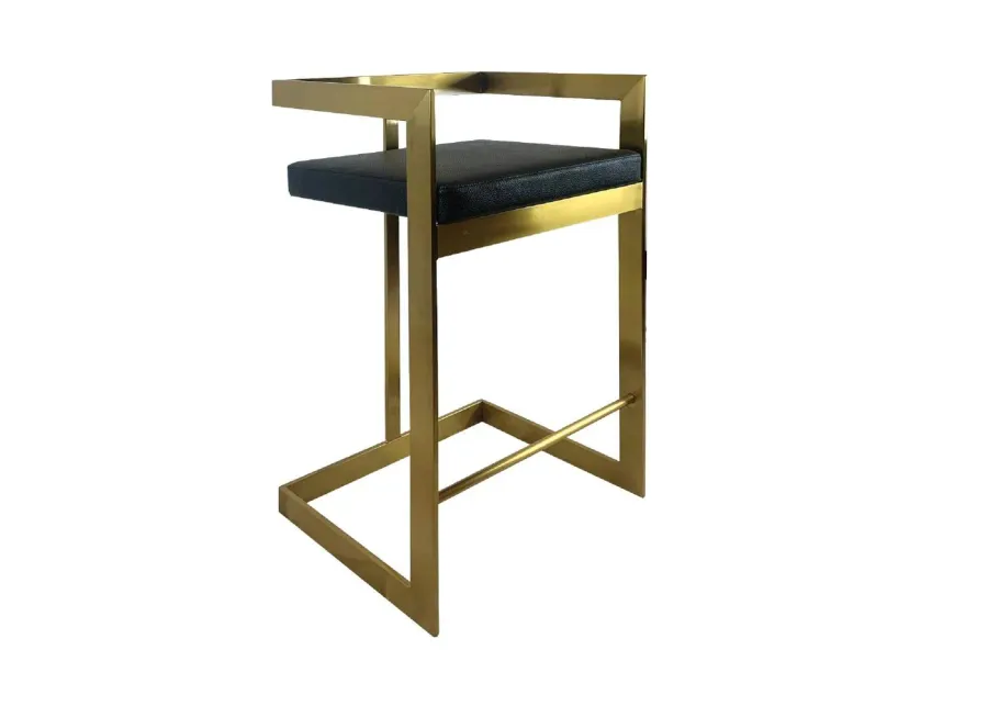 Bar Chair, 26", Black, Gold Base