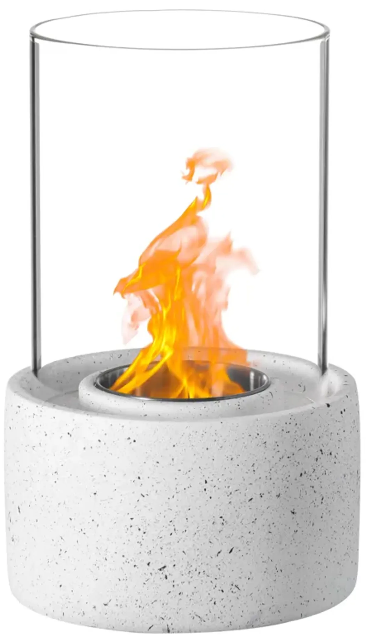 Cylinder decor Mini Tabletop Fire Pit | Rubbing Alcohol Fireplace Indoor Outdoor Portable Fire Concrete Round Glass Bowl Pot