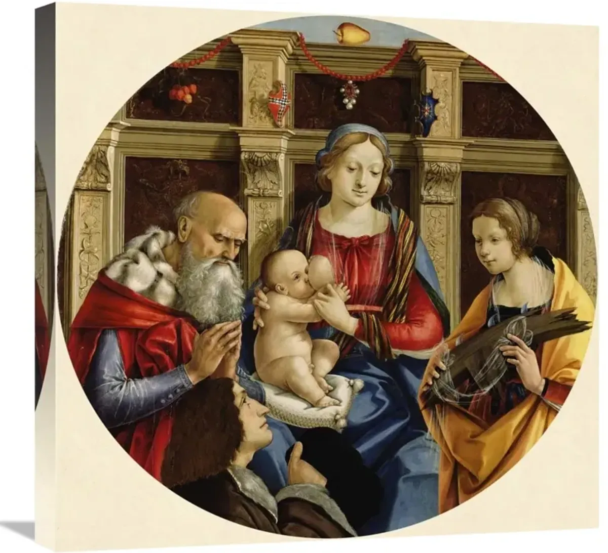 Madonna and Child with a Male Saint, Catherine of Alexandria and a Donor-Canvas Art-24x24