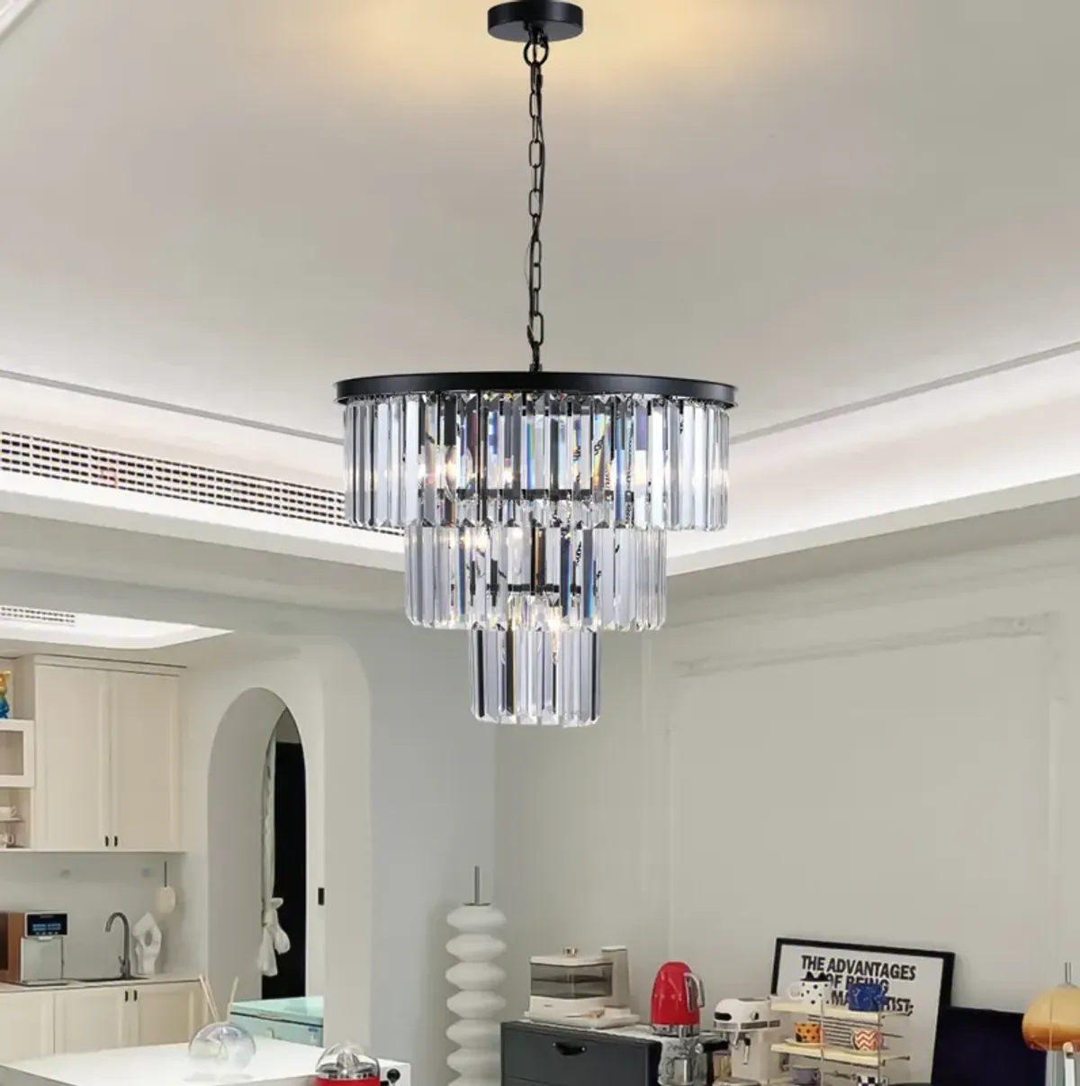 Luxury Black Crystal Chandelier - Dia 19.7 Inch