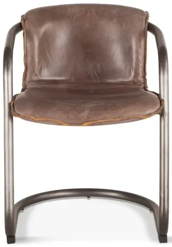 World Interiors Chiavari Distressed Jet Brown Leather Dining Chairs - Set Of 2