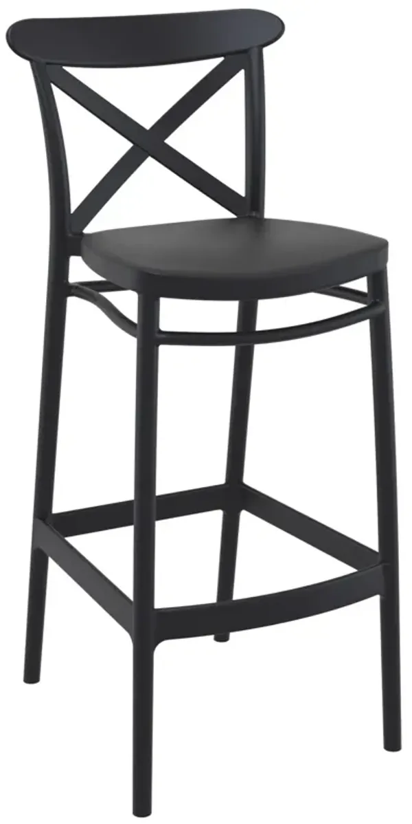 41.75" Olive Green Solid X Accented Outdoor Patio Bar Stool