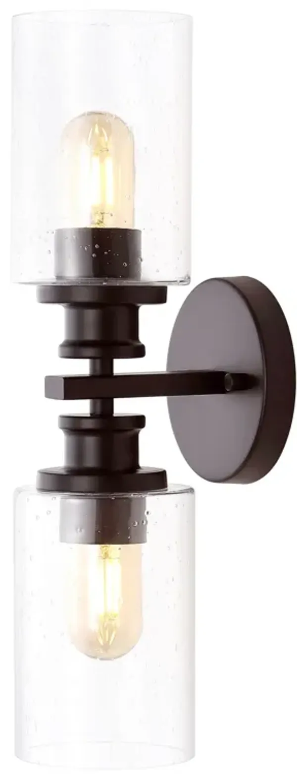 Jules Edison Cylinder Iron/Seeded Glass Farmhouse Contemporary LED Wall Sconce