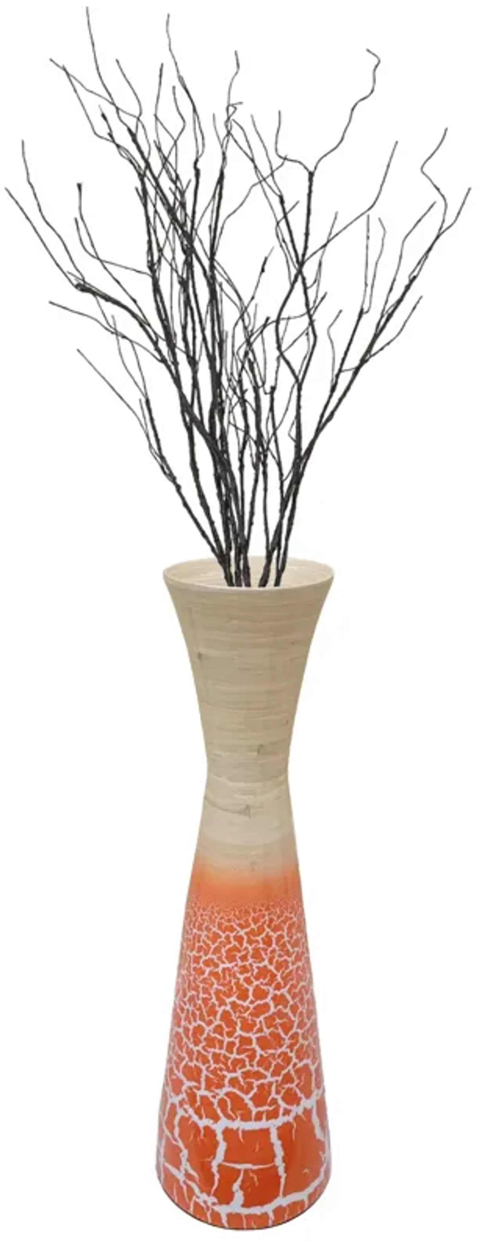 Uniquewise 27" Elegant Bamboo Floor Vase with Hourglass Design Ideal for Silk Plants Dried Branches or Long Stem Flowers - Perfect for Dining Room Living Room Entryway or Home Office Decor, Purple