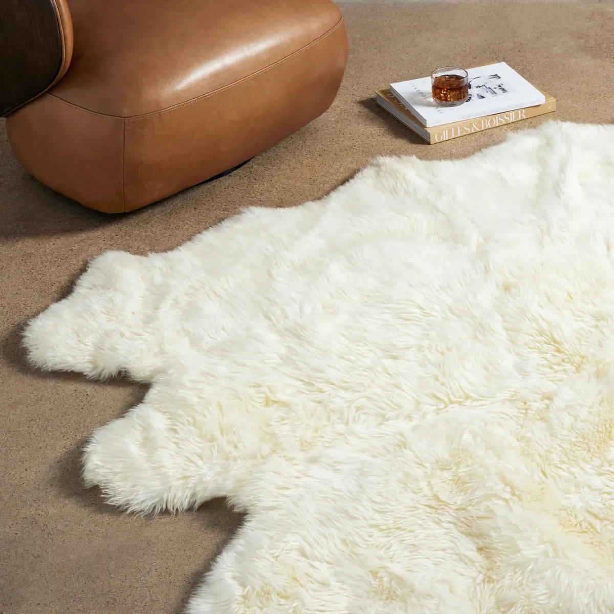 Lalo White Lambskin 4.5' x 5.75' Rug