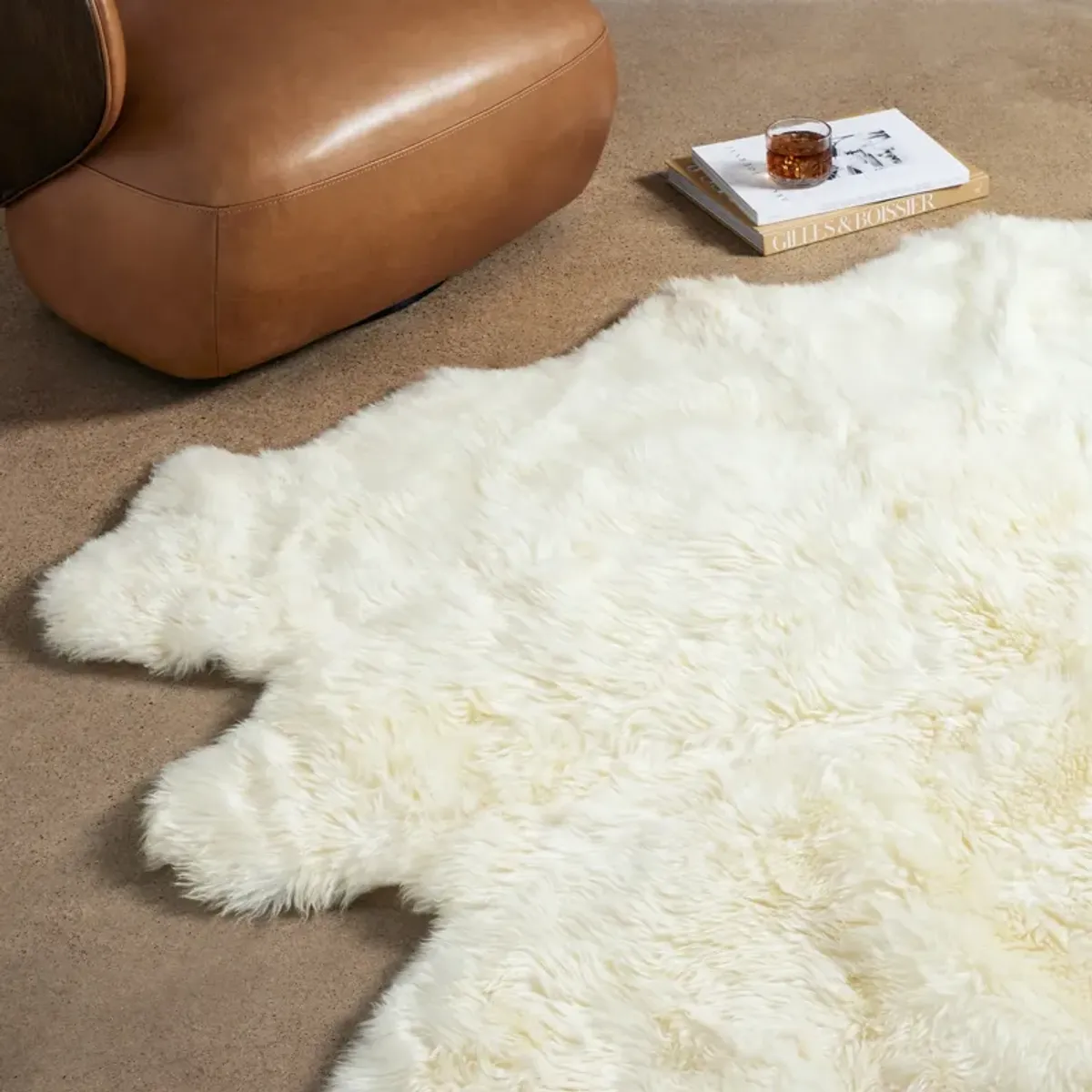 Lalo White Lambskin 4.5' x 5.75' Rug