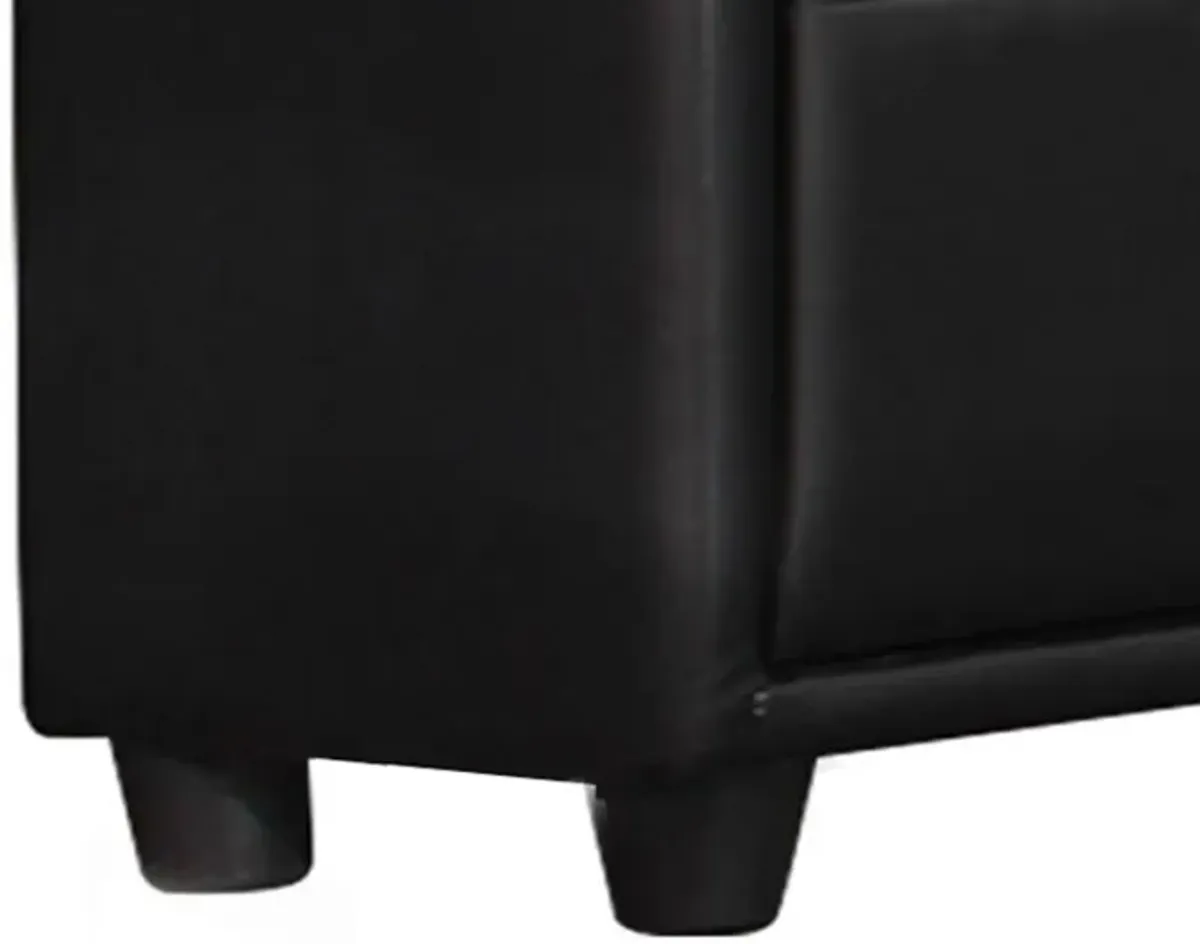 5 Drawer Leatherette Wooden Frame Chest with Tapered legs, Black-Benzara