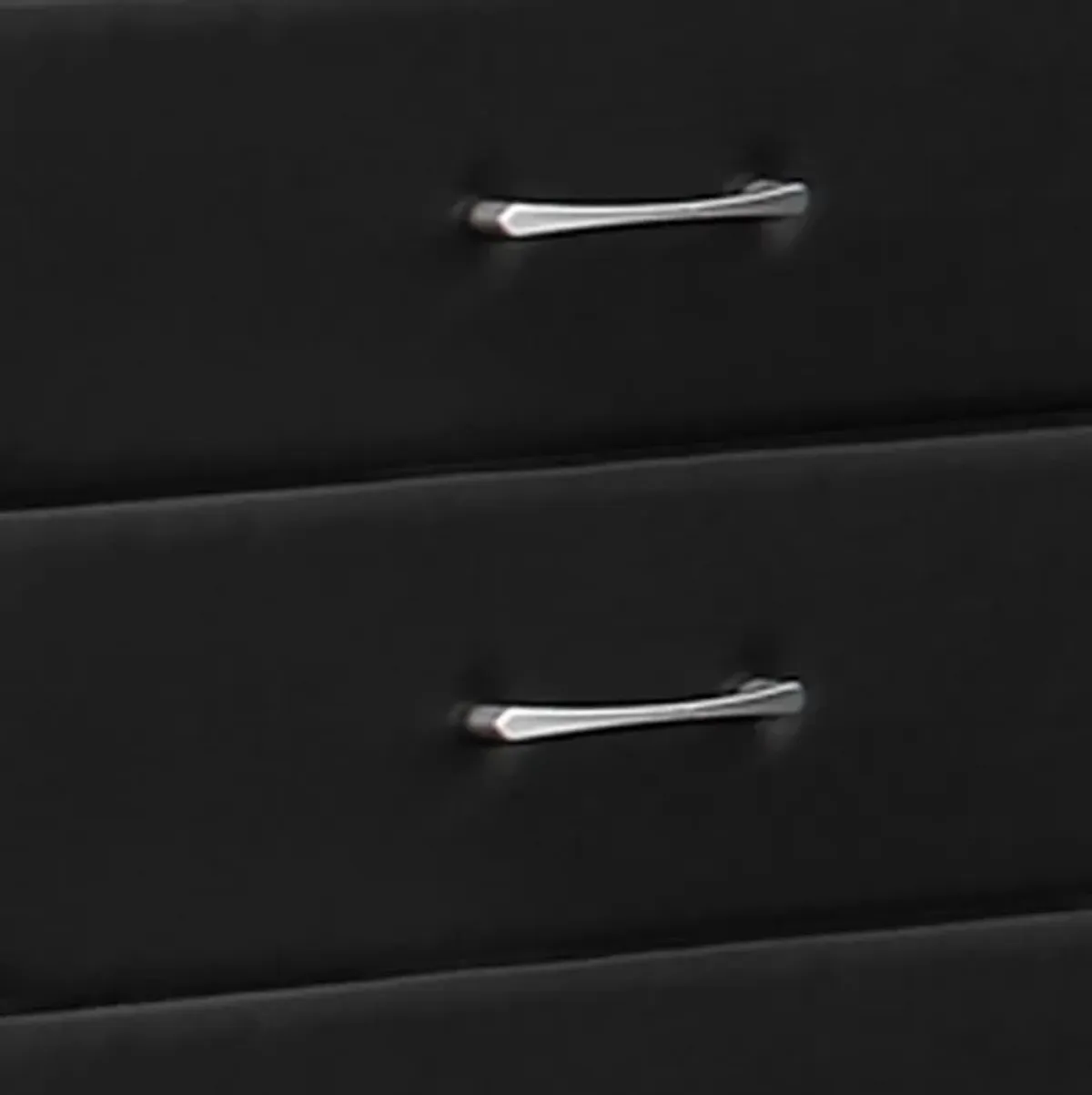 5 Drawer Leatherette Wooden Frame Chest with Tapered legs, Black-Benzara