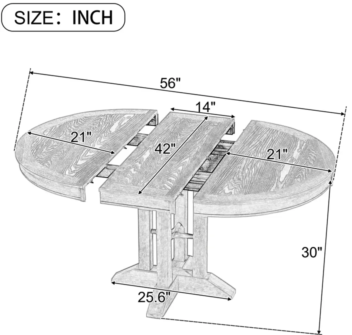 Merax Farmhouse Dining Table Extendable Round Table for Kitchen