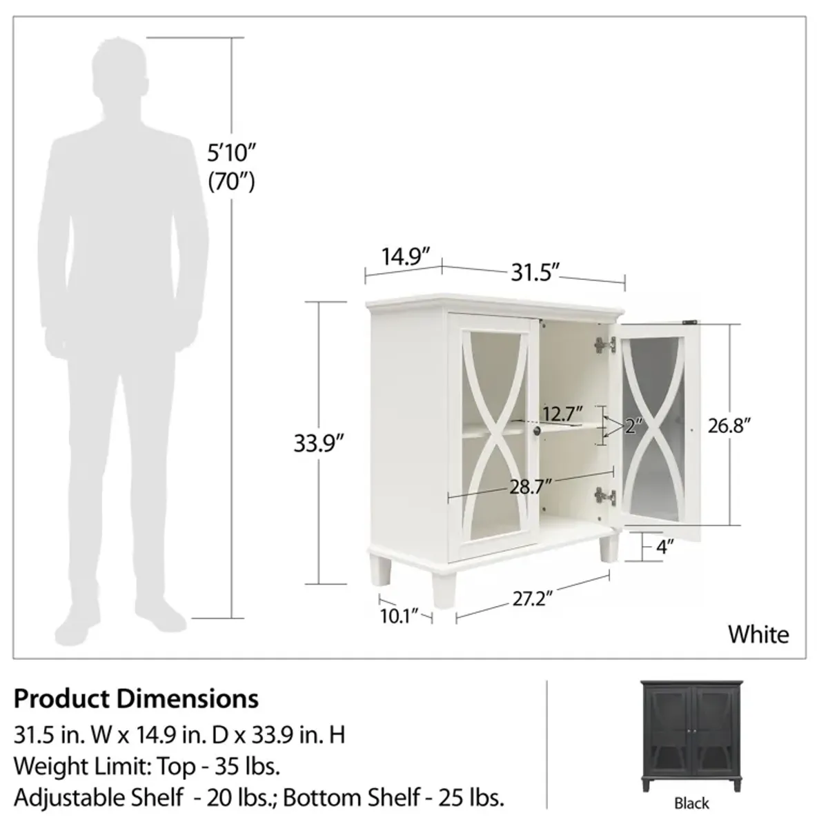 Celeste Accent Cabinet with Glass Doors