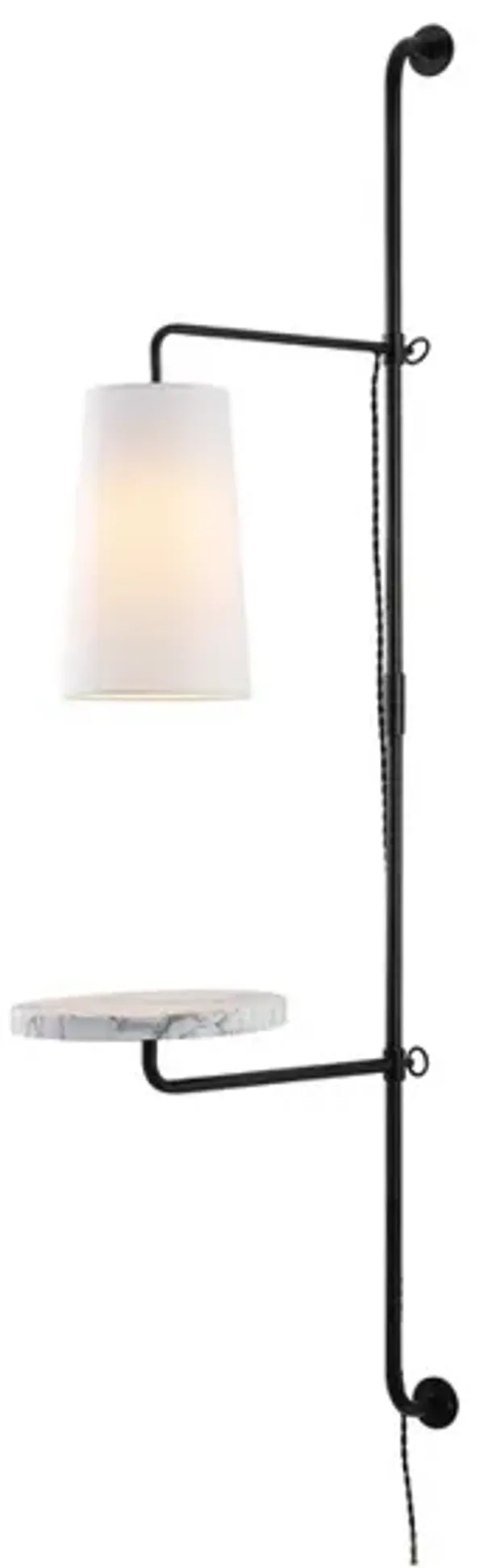Andre 1-Light Contemporary Industrial Iron Plug-In with Adjustable White Marble Table LED Sconce