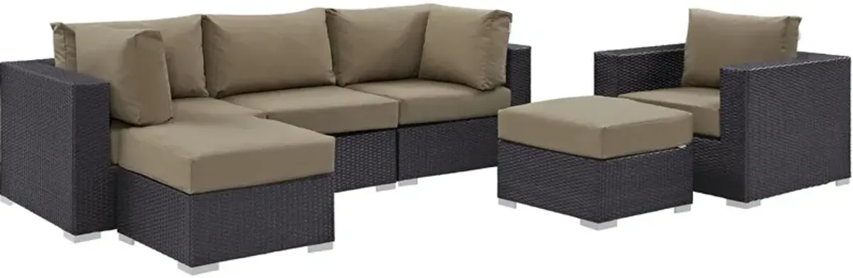 Convene 6 Piece Outdoor Patio Sectional Set - Espresso Mocha