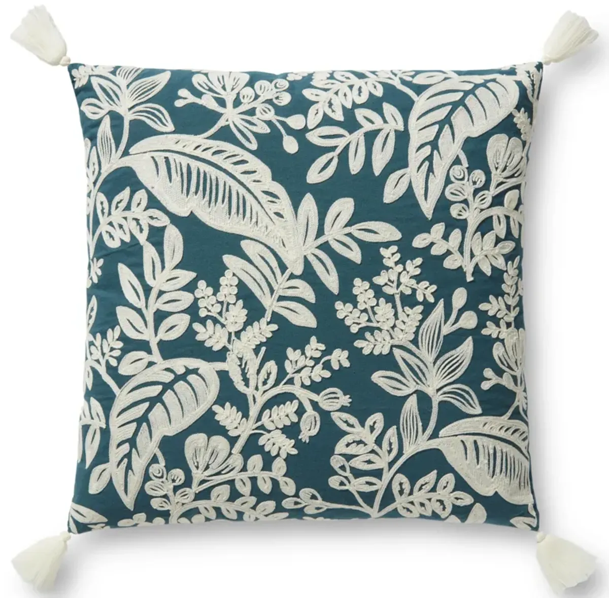 PRP0002 Blue 22"x22" Polyester Pillow by Rifle Paper Co. × Loloi