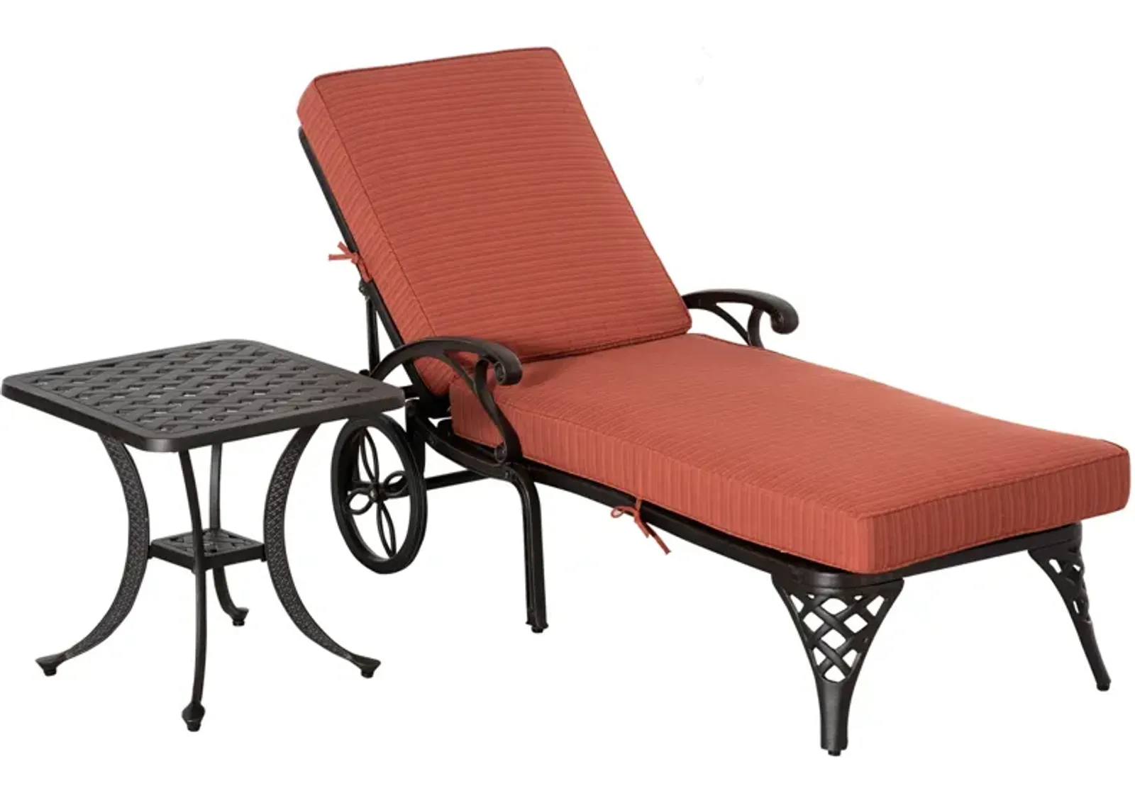 Wine Red Sun Bed: Aluminum Padded Lounge Chair with Side Table