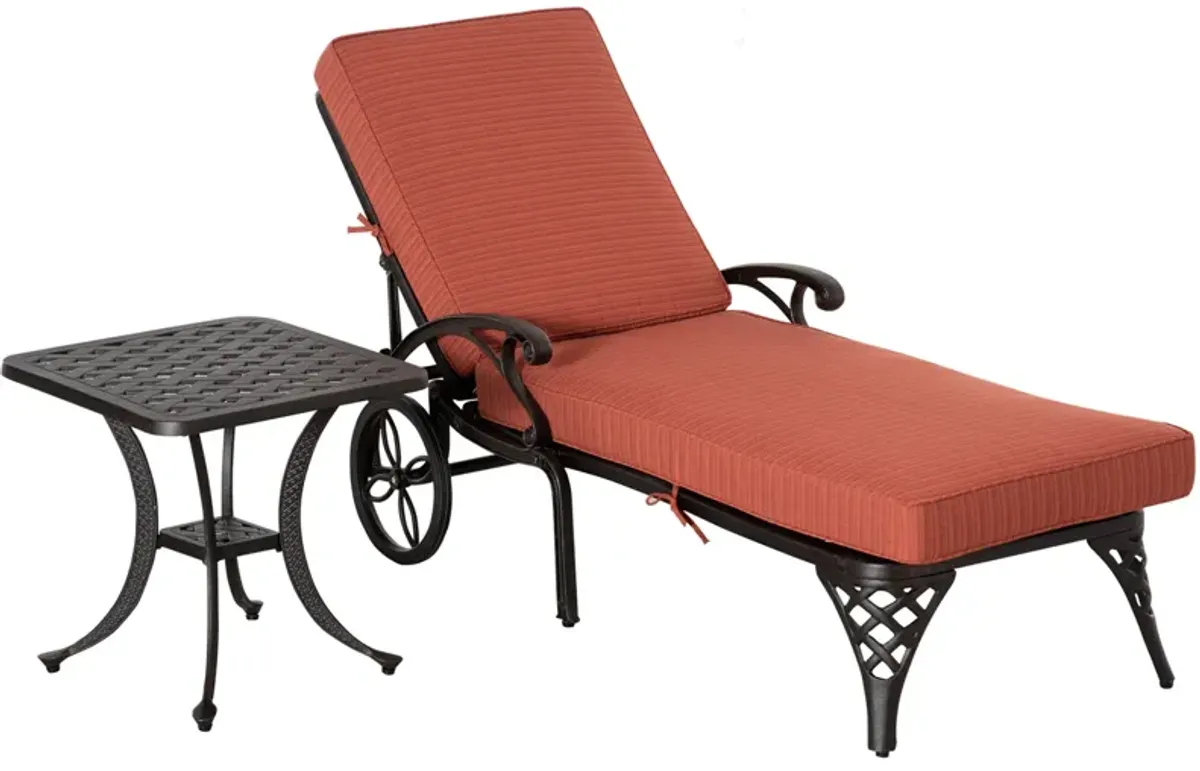 Wine Red Sun Bed: Aluminum Padded Lounge Chair with Side Table