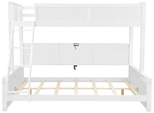 Merax Twin XL over Queen Bunk Bed with Storage Cabinets and USB Ports
