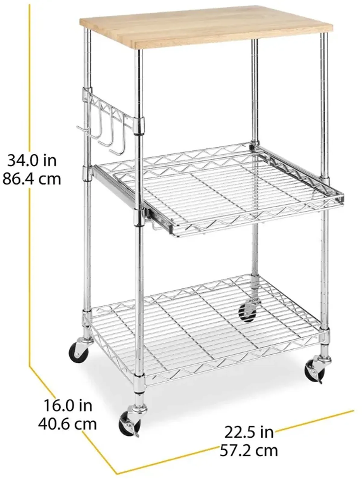 Hivvago Sturdy Metal Kitchen Microwave Cart with Adjustable Shelves and Locking Wheels