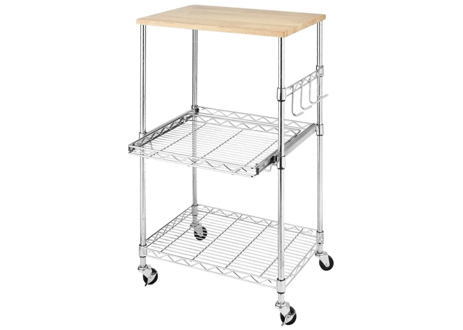 Hivvago Sturdy Metal Kitchen Microwave Cart with Adjustable Shelves and Locking Wheels