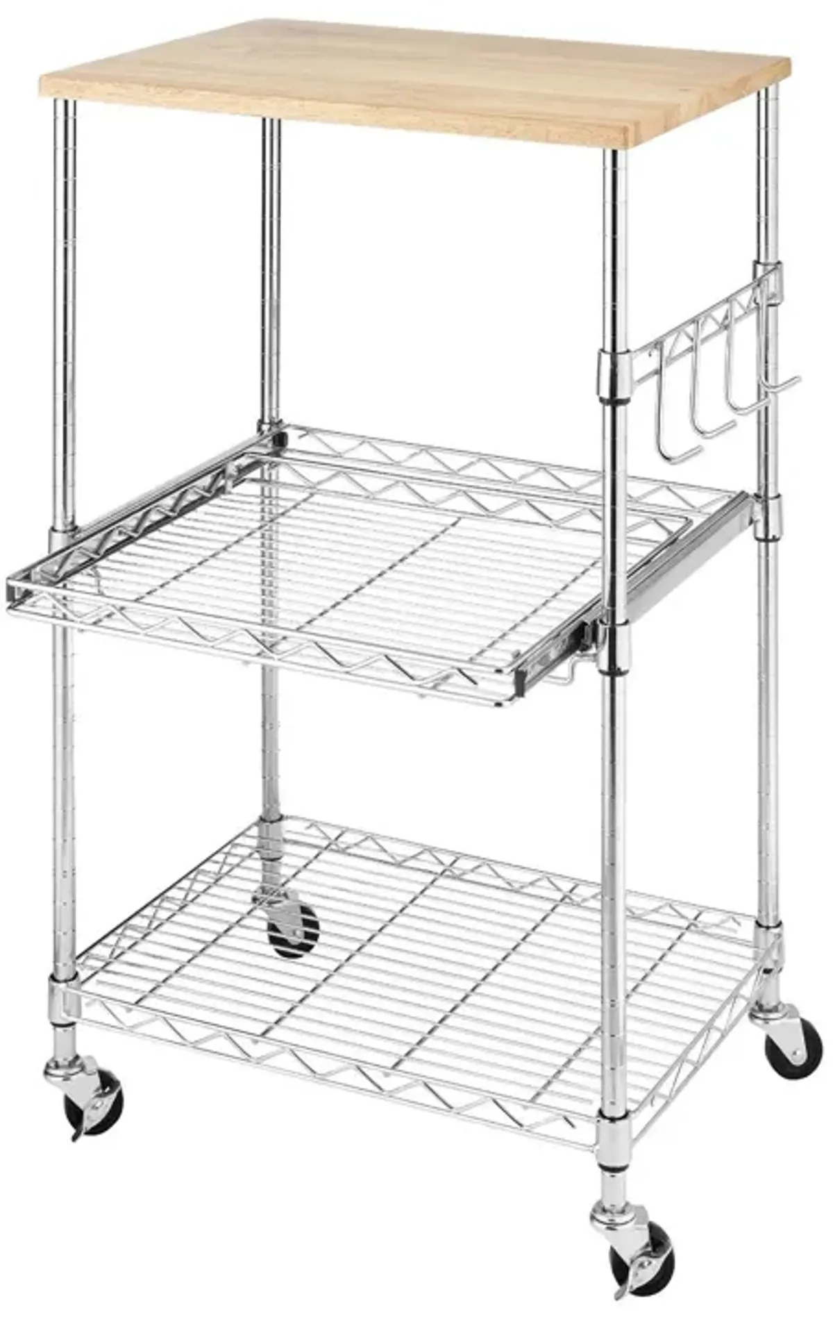 Hivvago Sturdy Metal Kitchen Microwave Cart with Adjustable Shelves and Locking Wheels