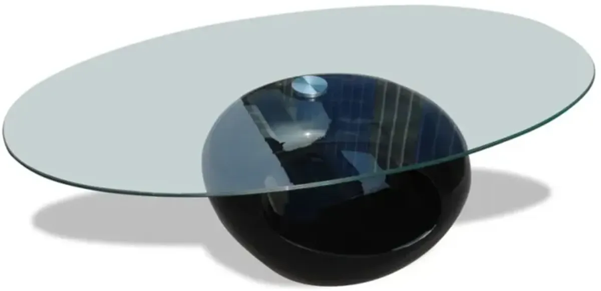 vidaXL Coffee Table with Oval Glass Top High Gloss Black