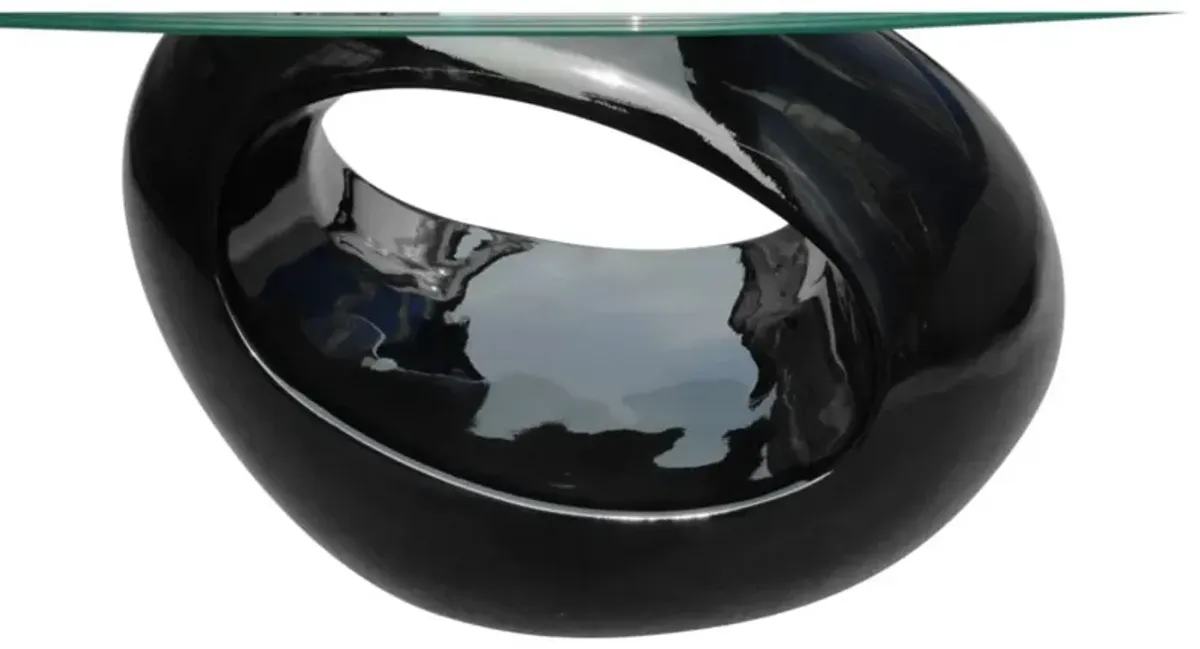 vidaXL Coffee Table with Oval Glass Top High Gloss Black