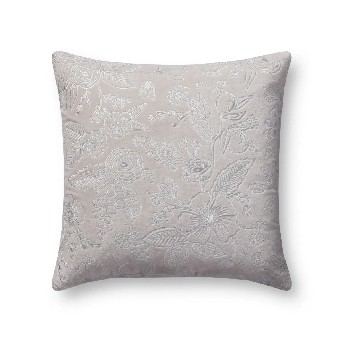 PRP0056 Colette Grey 18''x18'' Down Pillow by Rifle Paper Co. × Loloi