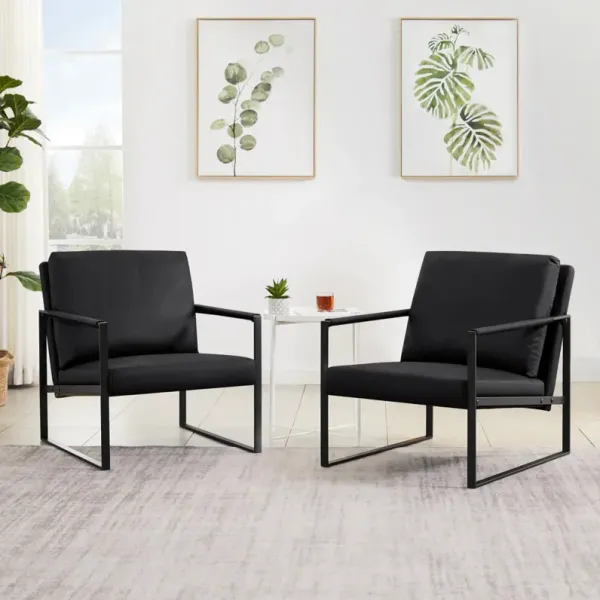Accent Armchair for Any Space: PU Leather, Black