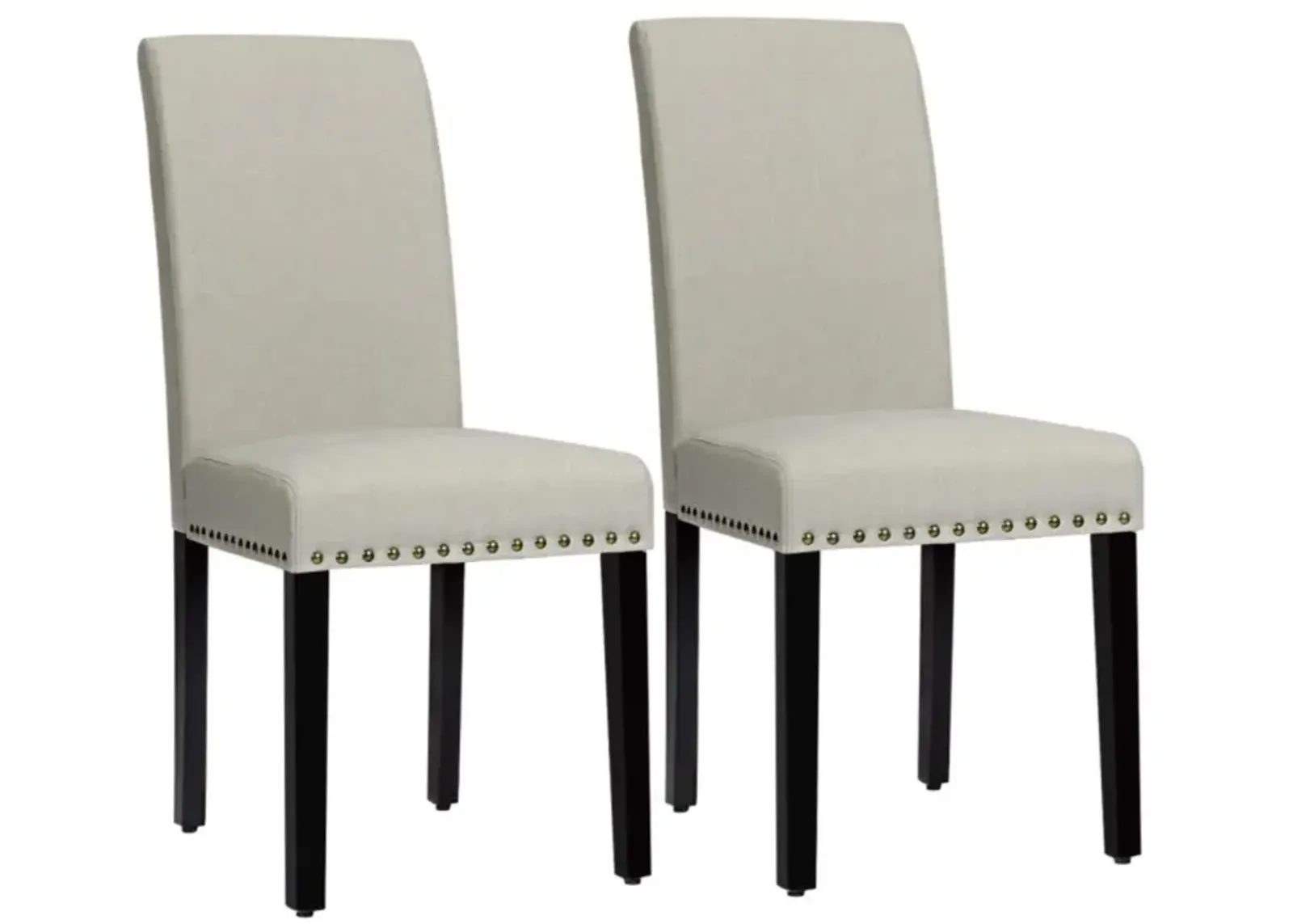 Hivvago Set of 2 Fabric Upholstered Dining Chairs with Nailhead