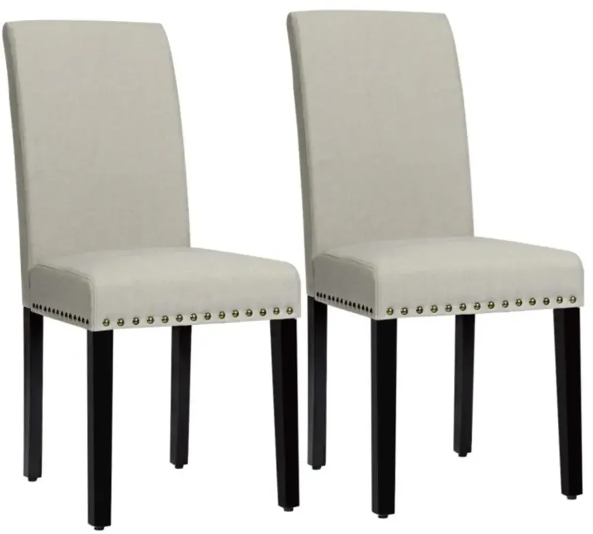 Hivvago Set of 2 Fabric Upholstered Dining Chairs with Nailhead