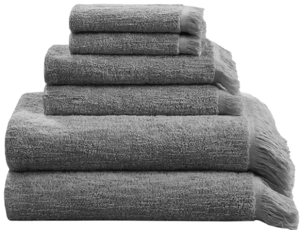 Gracie Mills Janell 6 Piece Terry Cotton Dobby Slub Towel Set.