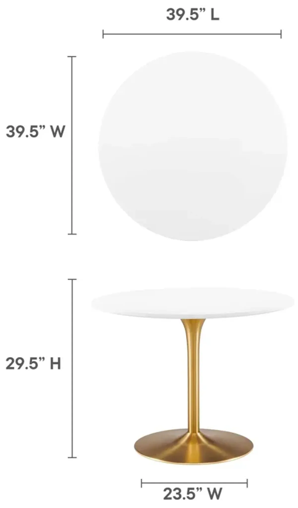 Modway - Pursuit 40" Dining Table White Gold