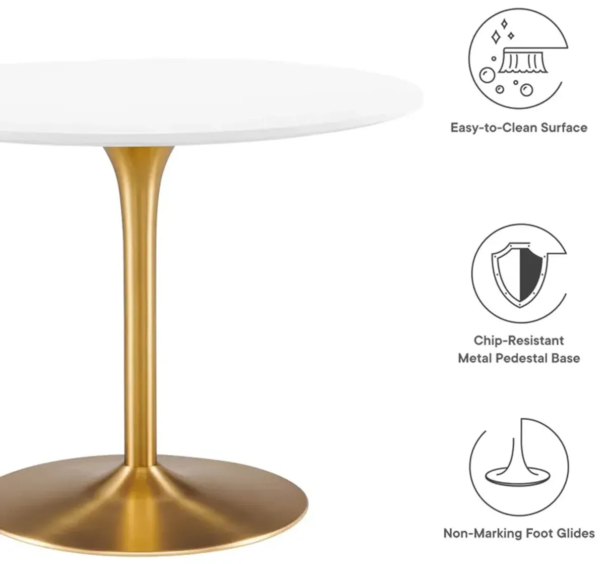 Modway - Pursuit 40" Dining Table White Gold