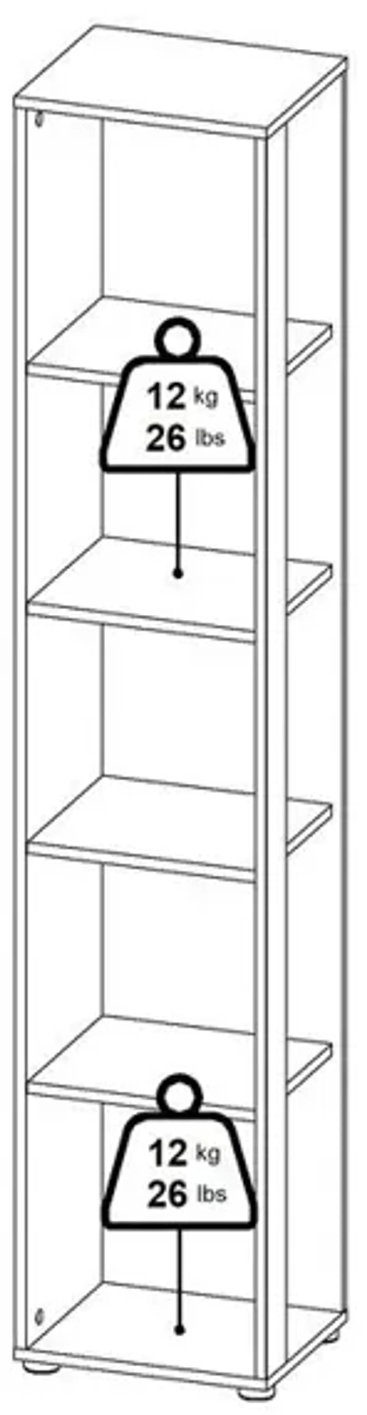 Tvilum Sign Open Narrow 5 Shelf Boockase, Jackson Hickory/White