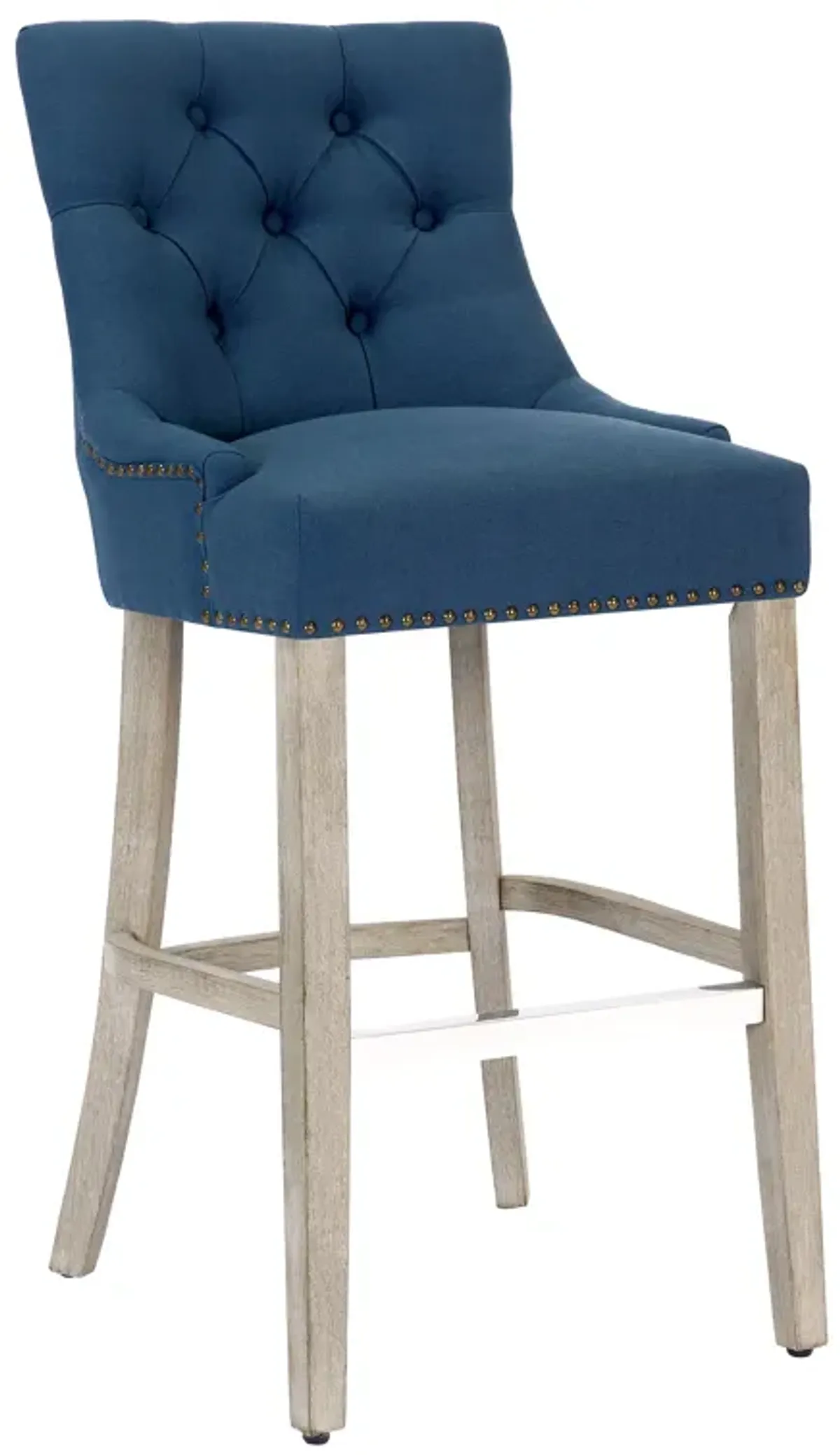 WestinTrends 29" Linen Fabric Tufted Upholstered Bar Stool, Antique Grey