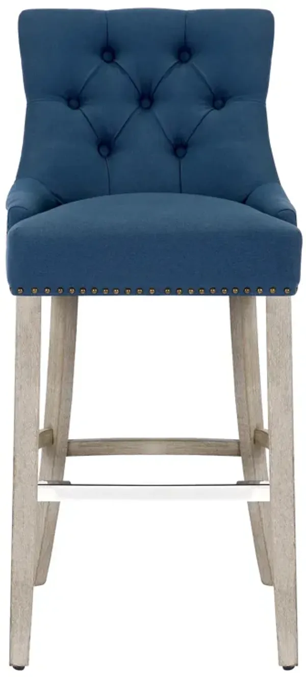 WestinTrends 29" Linen Fabric Tufted Upholstered Bar Stool, Antique Grey