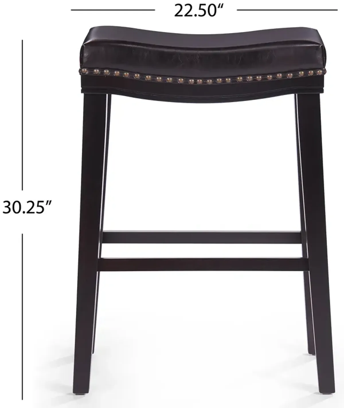 Elegant Saddle Shaped Bar Stools with Studded Cushioned Seat and Rubberwood Legs