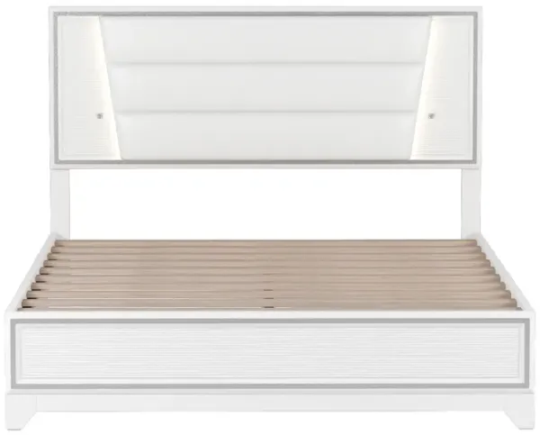 Merax PU Upholstered  Platform Bed  with LED Light