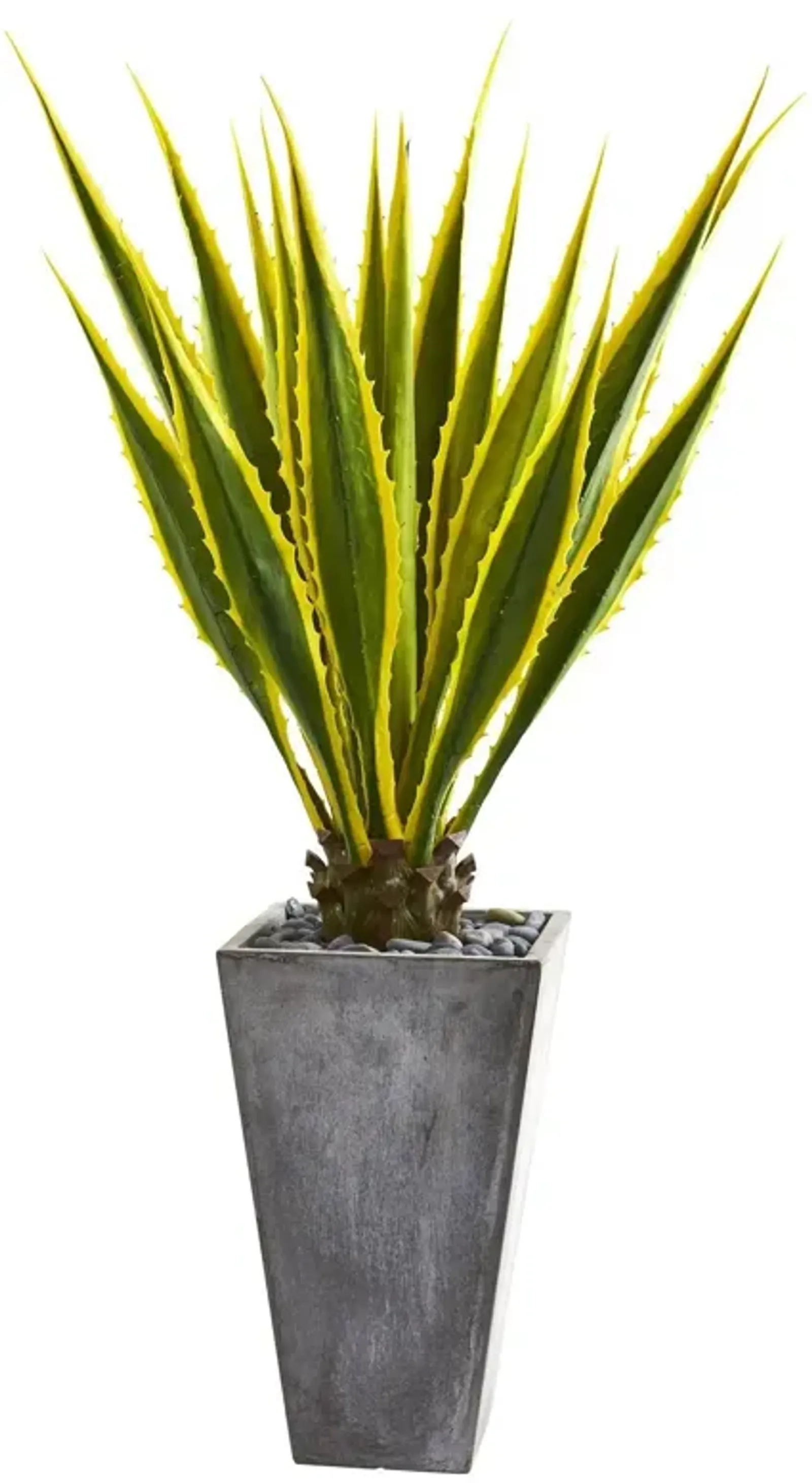 Nearly Natural 5-ft Agave Artificial Plant in Gray Planter