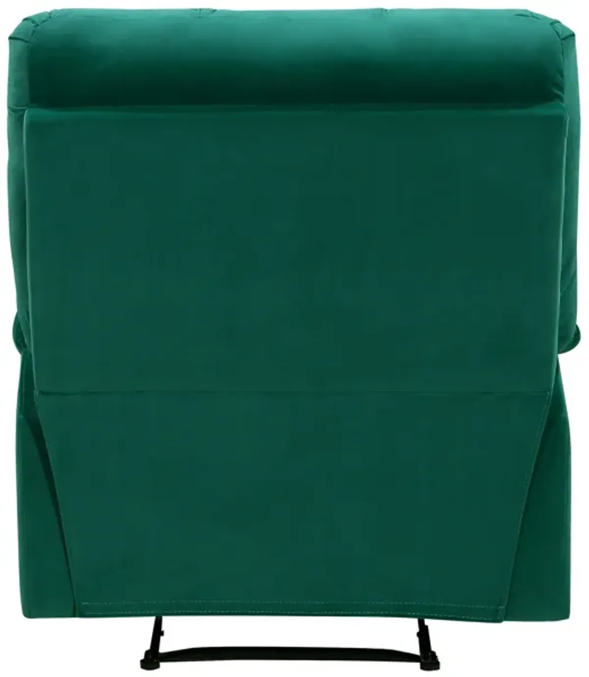 Patty 36 Inch Manual Recliner Chair, Cushioned, Green Velvet, Solid Wood - Benzara