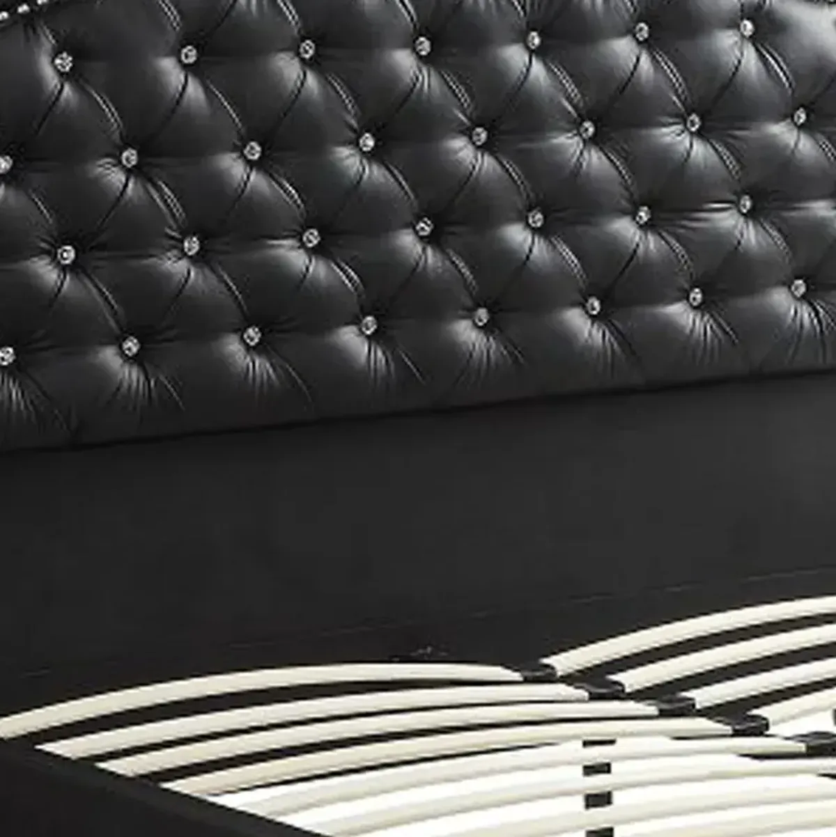 Magnificent Faux Leather Upholstered Full Size Bed Black - Benzara