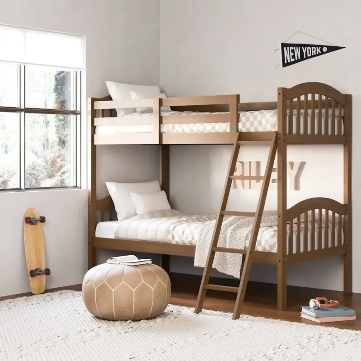 Storkcraft Long Horn Twin-Over-Twin Bunk Bed (Hazelnut)