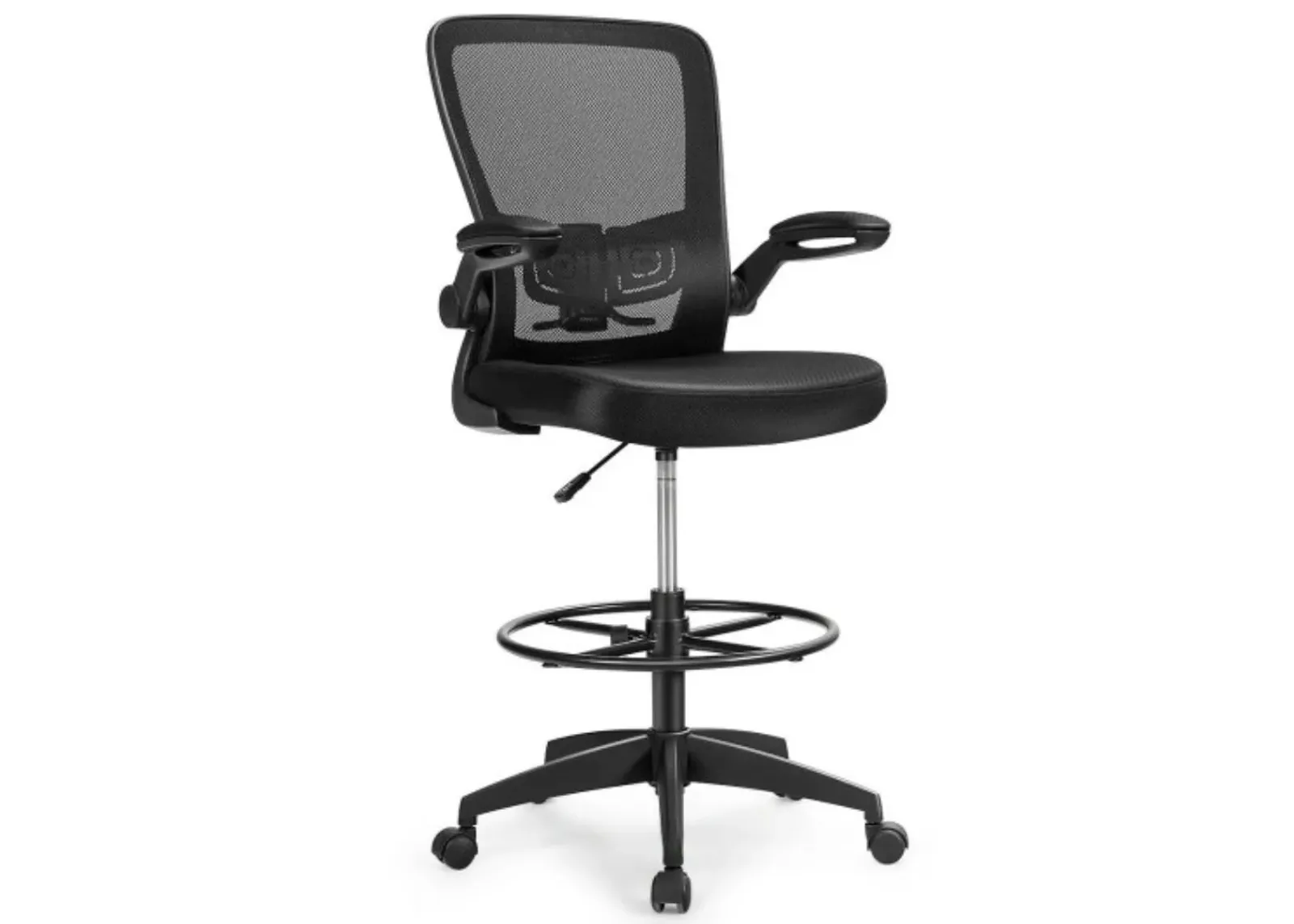 Height Adjustable Drafting Chair with Flip Up Arms