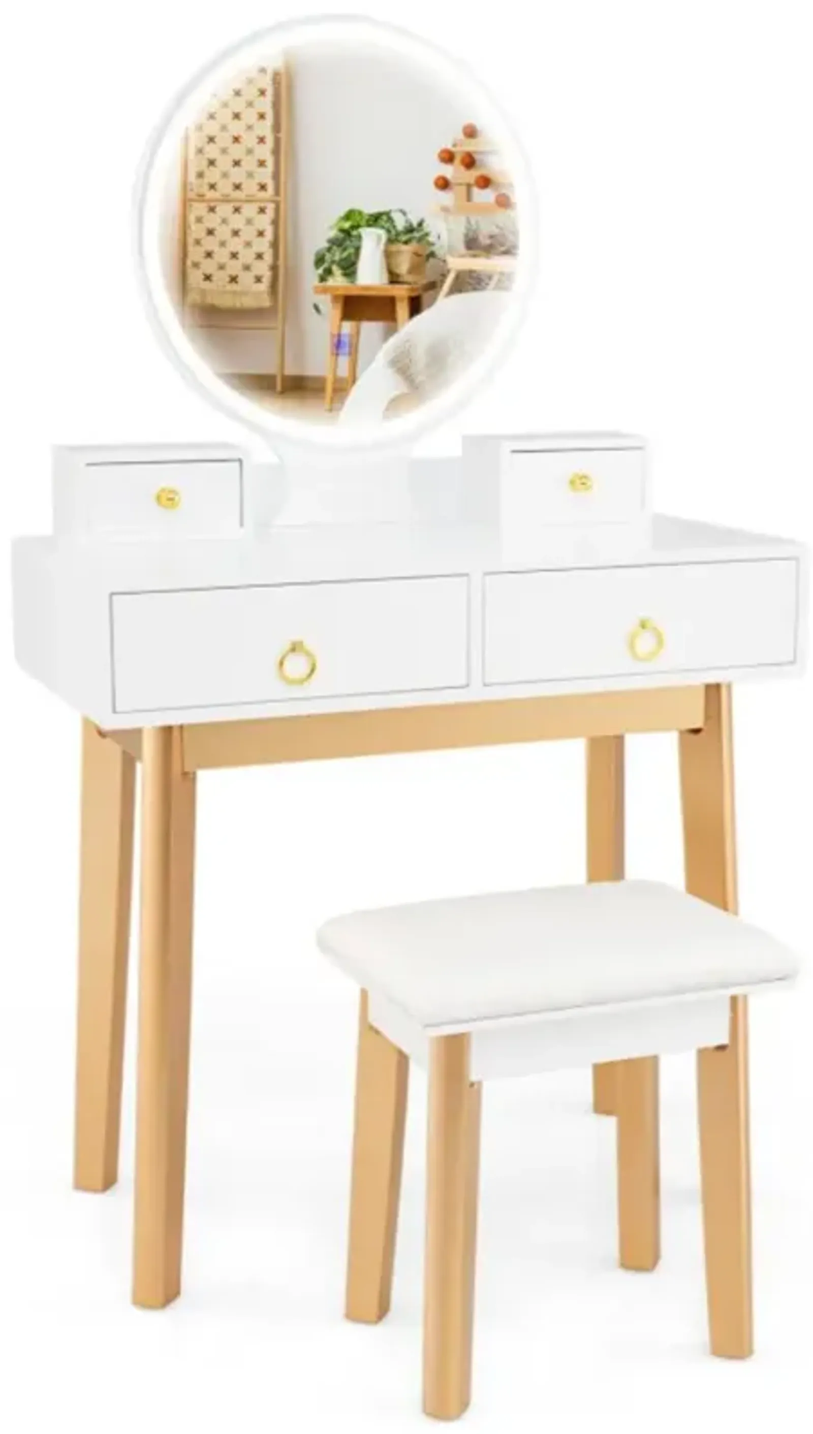 Hivvago Set 3 Makeup Vanity Table Color Lighting Jewelry Divider Dressing Table