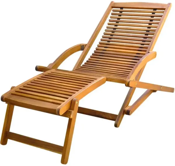 Deck Chair Light brown Acacia wood Standard Foldable Deck Chair