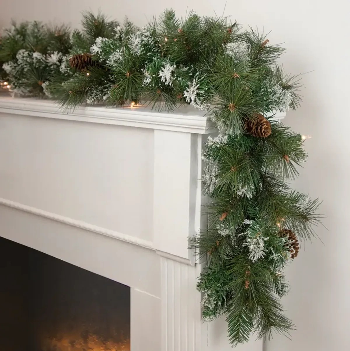 9' x 10" Pre-lit Snow Valley Pine Artificial Christmas Garland  Clear Lights