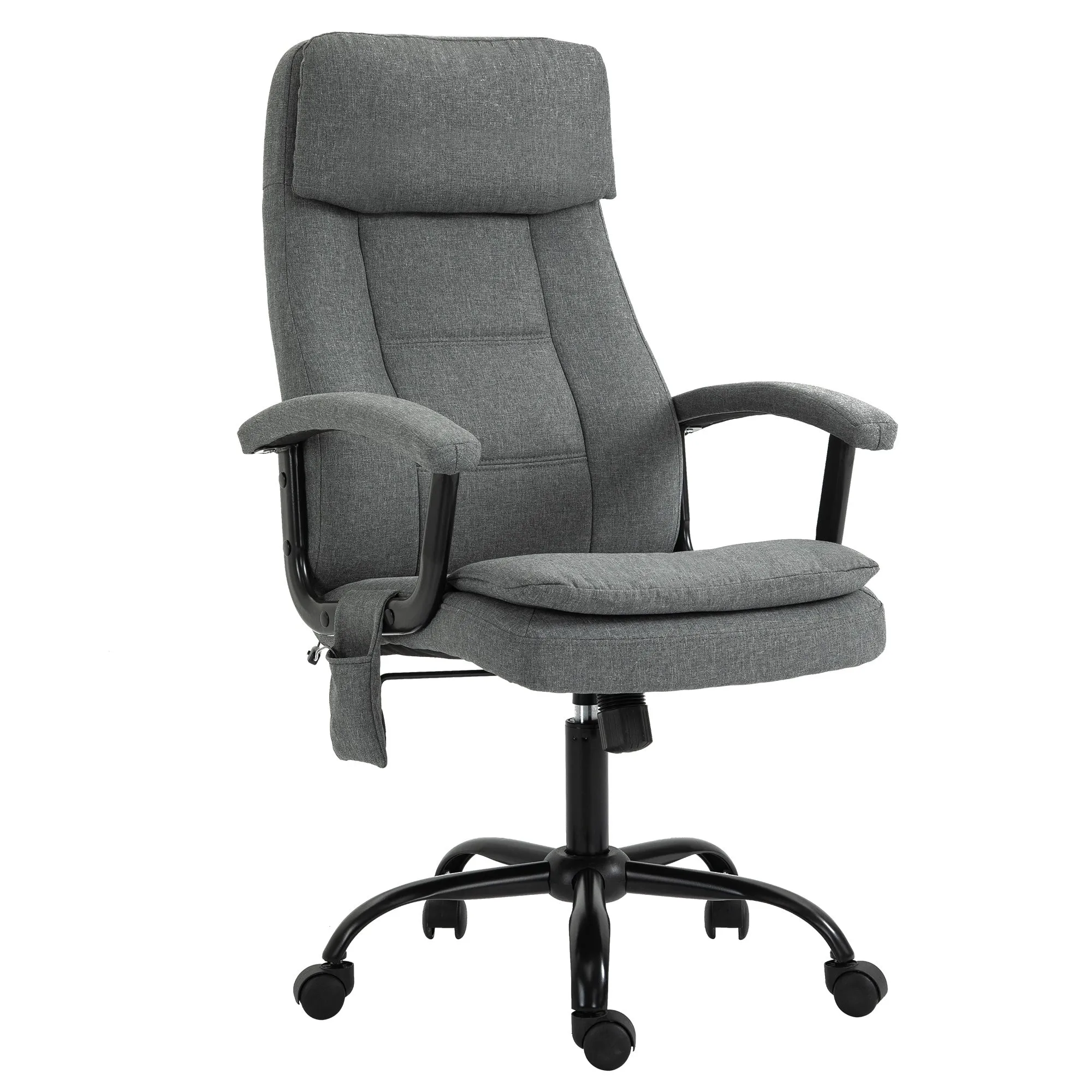 2-Point Vibrating Massage Office Chair High Back Executive Recliner with Reclining Back, Adjustable Height, Grey