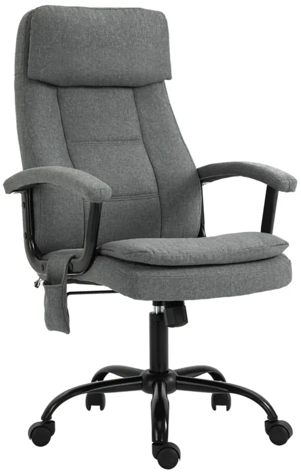 Grey Massage Office Chair: High-Back with 2-Point Vibration